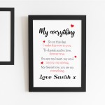 Personalised Valentines Anniversary Gift For Him Her Framed Poem