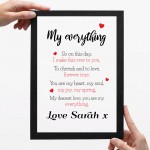 Personalised Valentines Anniversary Gift For Him Her Framed Poem