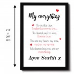 Personalised Valentines Anniversary Gift For Him Her Framed Poem