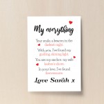 Personalised Gift For Husband Wife MY EVERYTHING Print Gift