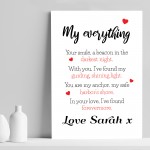 Personalised Gift For Husband Wife MY EVERYTHING Print Gift