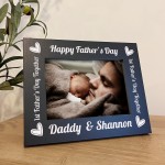 First 1st Fathers Day Personalised 7x5 Black Wooden Frame Gift