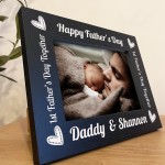 First 1st Fathers Day Personalised 7x5 Black Wooden Frame Gift