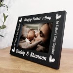 First 1st Fathers Day Personalised 7x5 Black Wooden Frame Gift