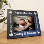 First 1st Fathers Day Personalised 7x5 Black Wooden Frame Gift