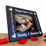 First 1st Fathers Day Personalised 7x5 Black Wooden Frame Gift