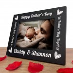 First 1st Fathers Day Personalised 7x5 Black Wooden Frame Gift