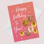 Happy Birthday Card Best Friend Mum Daughter Sister Cute Pink