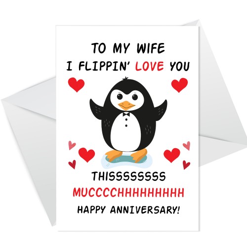 Funny Anniversary Card For Wife Flippin Love You Card Penguin