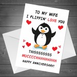 Funny Anniversary Card For Wife Flippin Love You Card Penguin