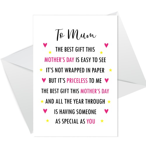 Mothers Day Card For Mum Cards For Her Mothers Day Card