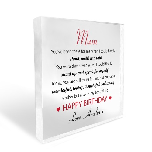 Personalised Mum Birthday Gift From Daughter Son Acrylic Plaque