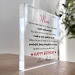 Personalised Mum Birthday Gift From Daughter Son Acrylic Plaque