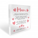 Personalised Plaque For Mum Gifts From Daughter Son Birthday