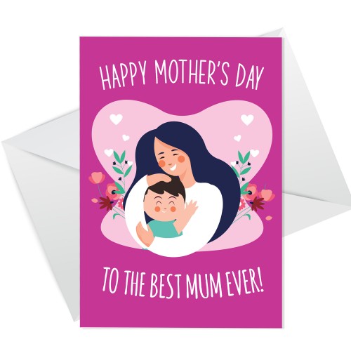 Mothers Day Card For BEST MUM Mothers Day Card With Envelope