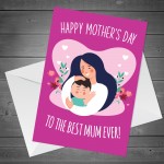 Mothers Day Card For BEST MUM Mothers Day Card With Envelope