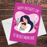 Mothers Day Card For BEST MUM Mothers Day Card With Envelope