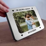 Personalised Mr And Mrs Gift Photo Storage Tin Keepsake Box