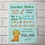 Garden Rules Wall Sign Garden Sign and Plaques Novelty Shed Sign