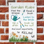 GARDEN RULES SIGN Plaque for Outside Welcome Sign For Garden