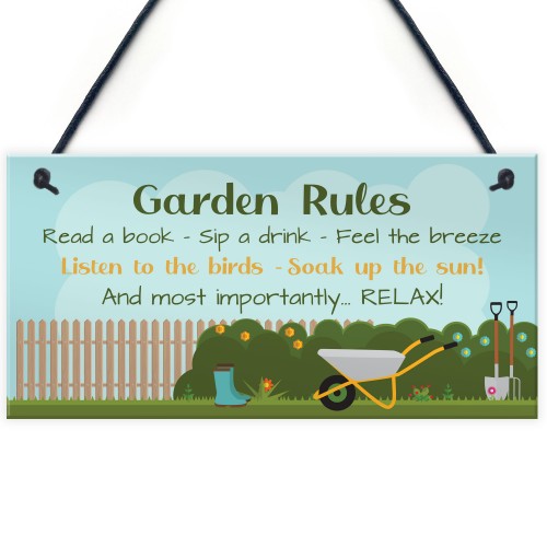 GARDEN RULES SIGN For Garden Perfect For Gardeners Wall Sign