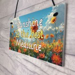 Garden Signs and Plaques For Outside Sunshine Best Medicine