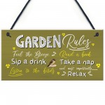 Handmade Hanging Wall Plaque Garden Rules Sign For Gardener