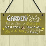 Handmade Hanging Wall Plaque Garden Rules Sign For Gardener