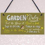 Handmade Hanging Wall Plaque Garden Rules Sign For Gardener