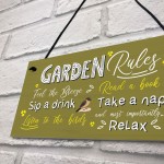 Handmade Hanging Wall Plaque Garden Rules Sign For Gardener