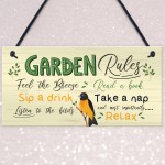 Garden Rules Sign Relax Feel the Breeze Take a Nap Pretty Sign