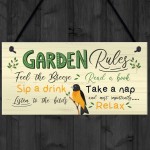 Garden Rules Sign Relax Feel the Breeze Take a Nap Pretty Sign