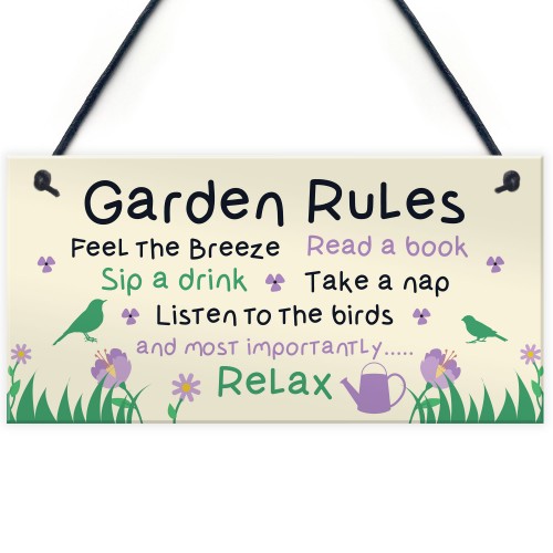 Garden Sign Gardening Gift Garden Rules Sign Novelty Garden Sign