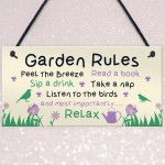 Garden Sign Gardening Gift Garden Rules Sign Novelty Garden Sign