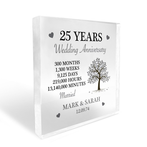 Personalised 25th Anniversary Gift Husband Wife Silver Wedding