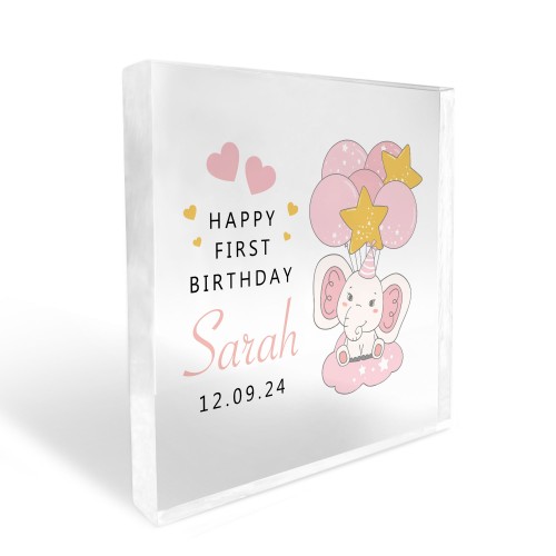 Personalised 1st Birthday Gift For Baby Boy Girl Acrylic Block