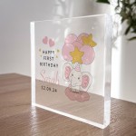 Personalised 1st Birthday Gift For Baby Boy Girl Acrylic Block