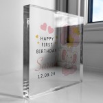 Personalised 1st Birthday Gift For Baby Boy Girl Acrylic Block