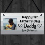 Personalised 1st Fathers Day Gift For Daddy Hanging Photo Plaque