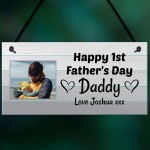 Personalised 1st Fathers Day Gift For Daddy Hanging Photo Plaque