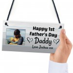 Personalised 1st Fathers Day Gift For Daddy Hanging Photo Plaque