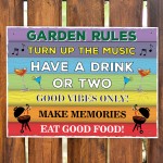 Colourful Garden Rules Sign Hanging Wall Sign Garden Signs