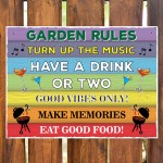 Colourful Garden Rules Sign Hanging Wall Sign Garden Signs