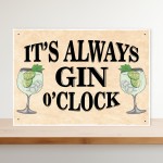 FUNNY Bar Sign For Home Always Gin O Clock Hanging Wall Sign