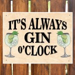 FUNNY Bar Sign For Home Always Gin O Clock Hanging Wall Sign