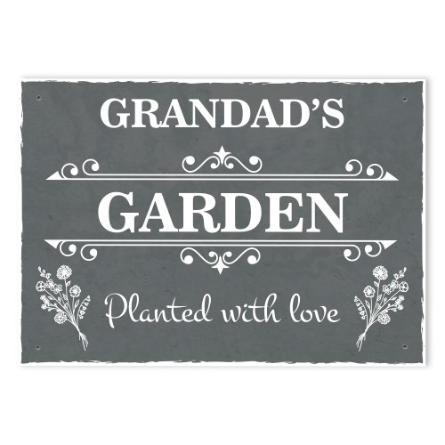 Personalised Grey GARDEN SIGN Hanging Wall Sign Shed Sign