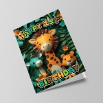 1st Birthday Card for Boys Girl Jungle Animals Birthday Card