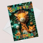 4th Birthday Card for Boys Girl Jungle Animals Birthday Card