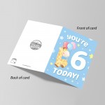 6th Birthday Age 6 Children's Kids Baby Giraffe Greetings Card