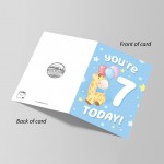 7th Birthday Age 7 Children's Kids Baby Giraffe Greetings Card